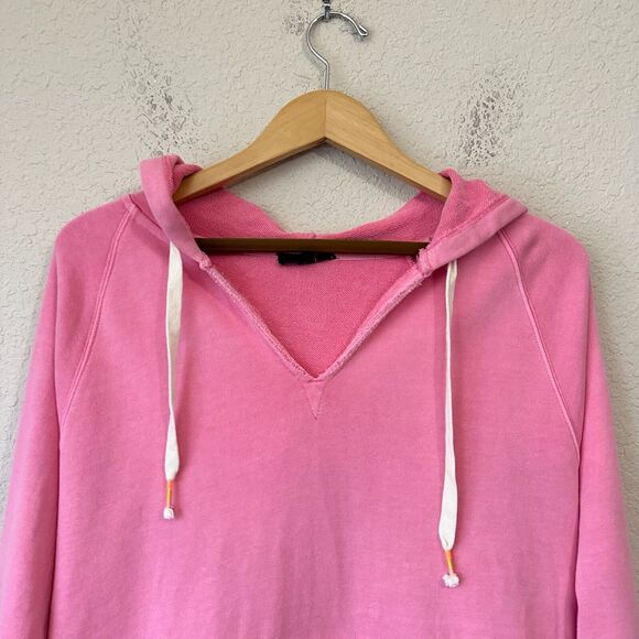 NWOT J. Crew Garment Dyed V-Neck Cotton Terry Hoodie Larkspur Pink *FLAW* - Picture 3 of 11